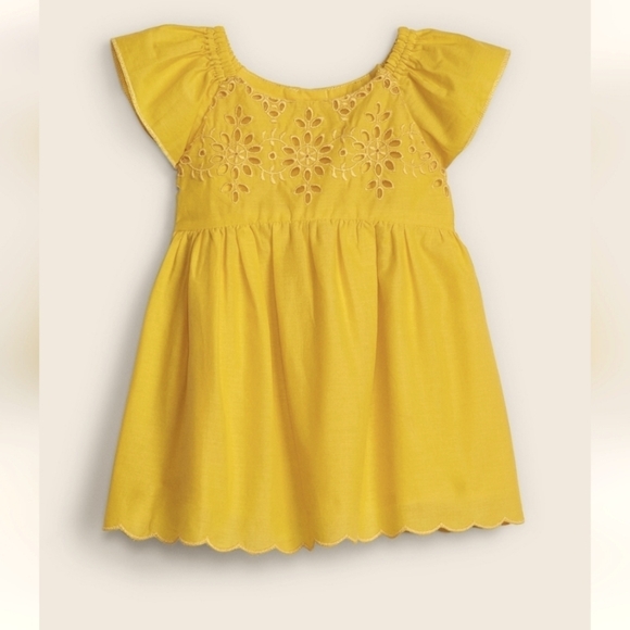 Gap Girls Eyelet Flutter Cotton Top 2 Yellow - Picture 1 of 6